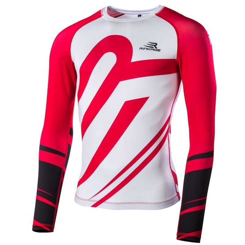 Rinkage Claws Rasguard manches longues Color Rouge-Blanc Size S